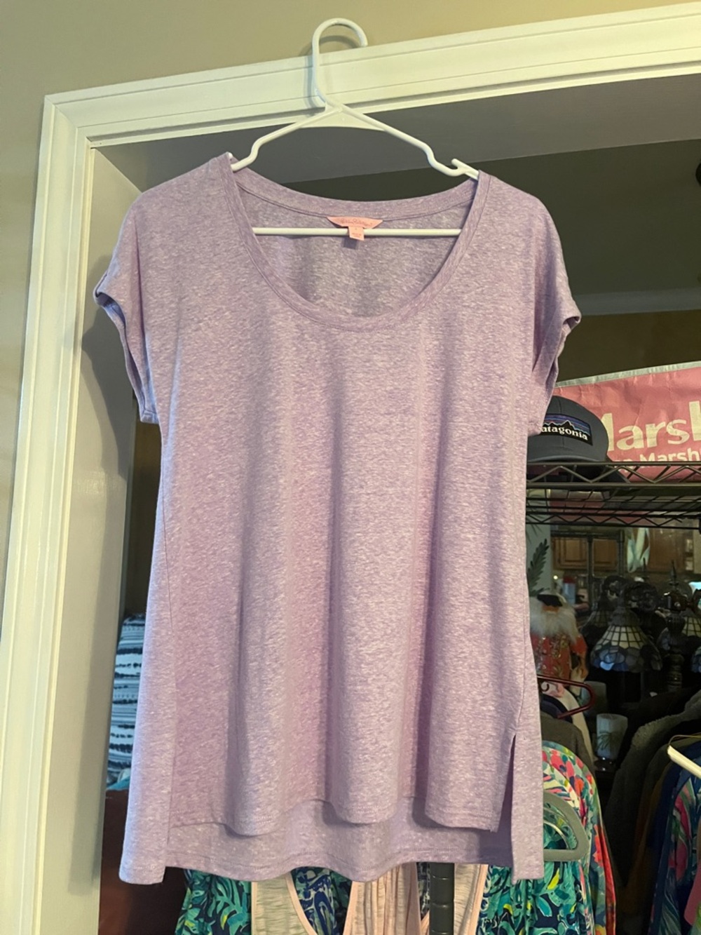 Women's Lavender Scoop Neck Short Sleeve Top